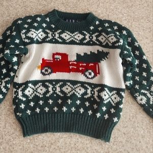 Child's XS/TP Knit Red Truck Christmas Sweater